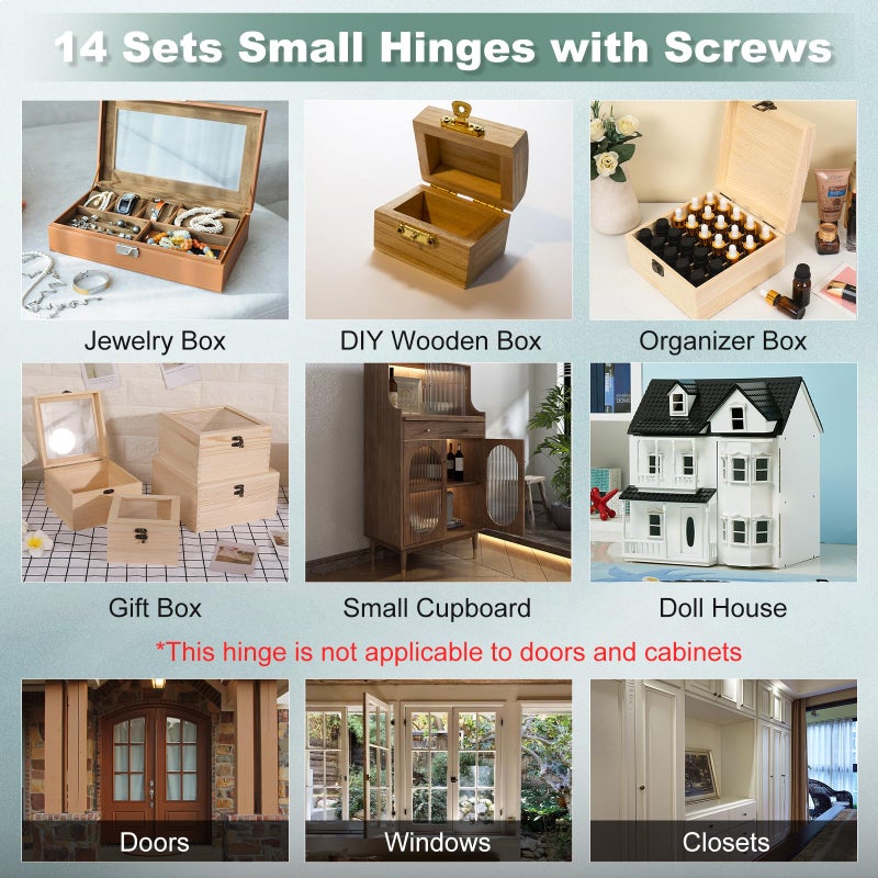 VUTHLRV 14 Sets Small Hinges with Screws  Stainless Steel Jewelry Box Hinges Silver  1 in Mini Hinges for Wooden Box  Folding Butt Hinges  Miniature Hinges  Jewelry Box Hardware Hinges - Image 5